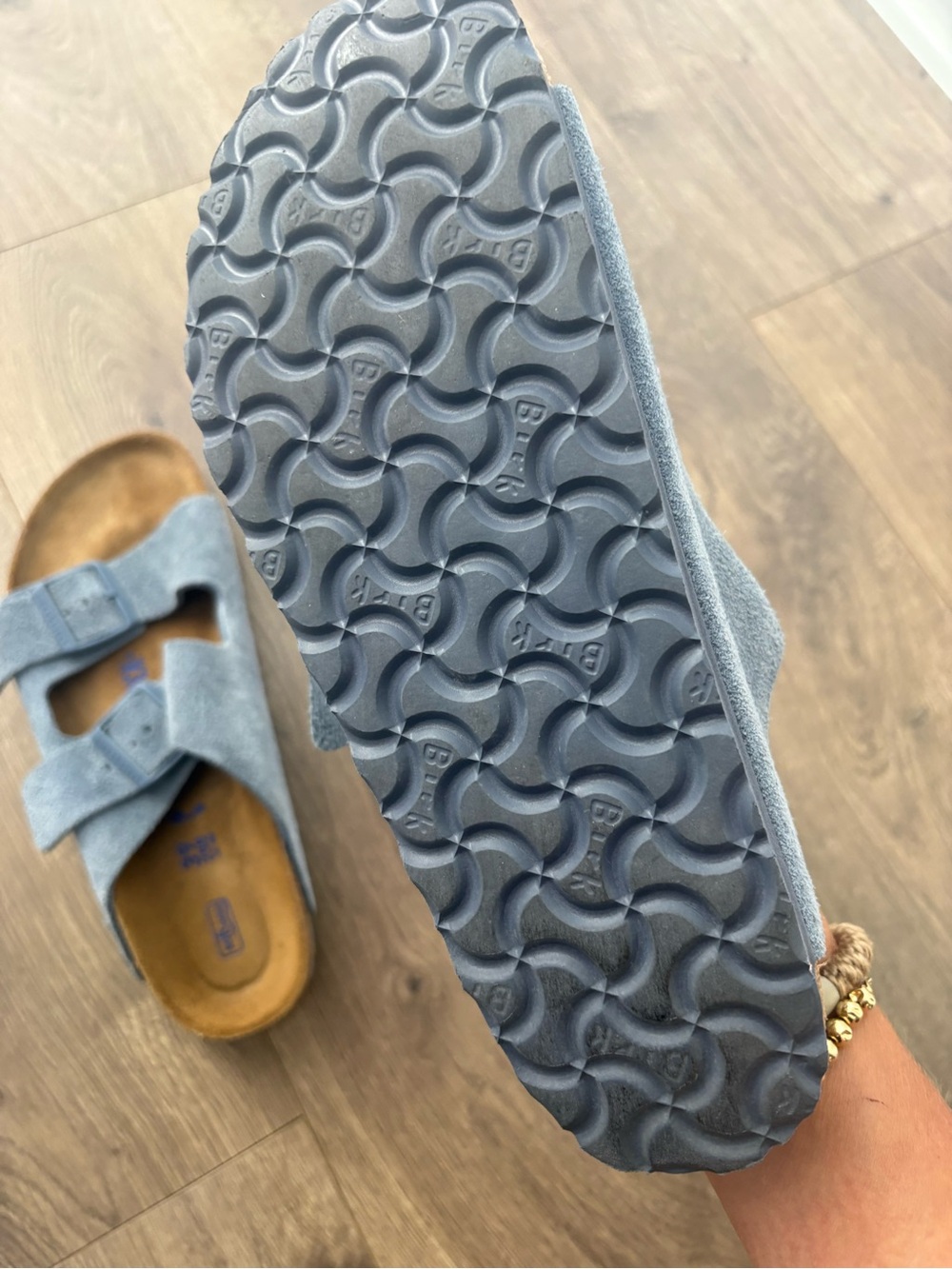 Birkenstock Arizona Suede Double-Strap Sandals in Light Blue - Picture 5 of 9